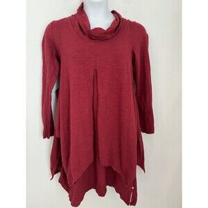 Neon Buddha Function Cowl Neck Tunic Sz Medium Excellent Maroon Red Cotton M
